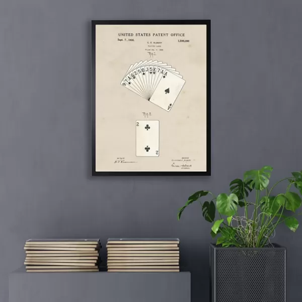 Framed Art-Kirkland's Home Watercolor Playing Cards Framed Art Print Tan