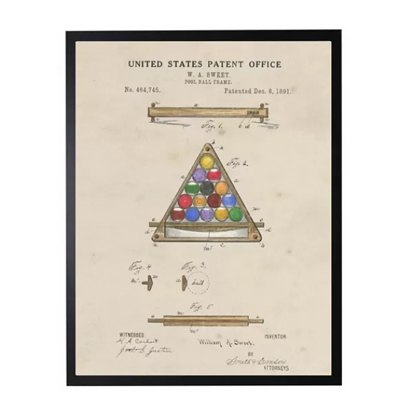 Framed Art-Kirkland's Home Watercolor Pool Ball Frame Framed Art Print Tan