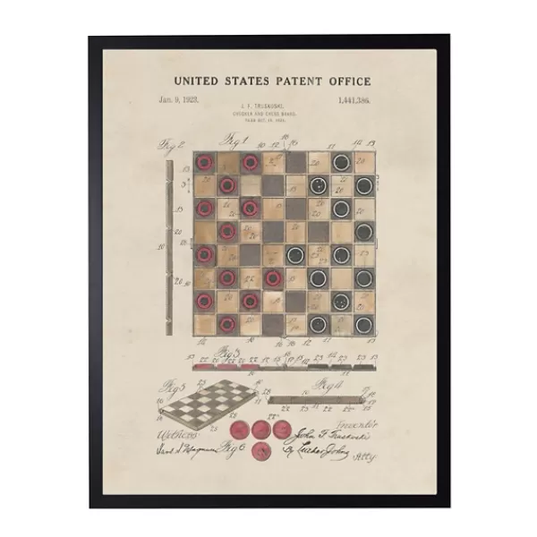 Framed Art-Kirkland's Home Watercolor Vintage Checkers Framed Art Print Red/Tan