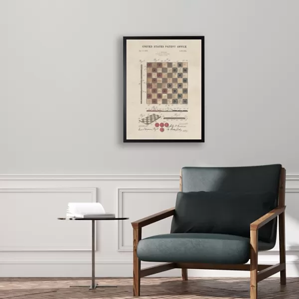 Framed Art-Kirkland's Home Watercolor Vintage Checkers Framed Art Print Red/Tan