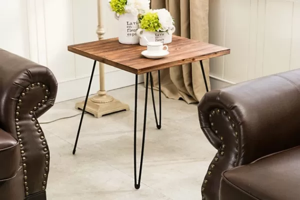 Accent & End Tables-Kirkland's Home Weather Fir Wood And Hairpin Legs Accent Table