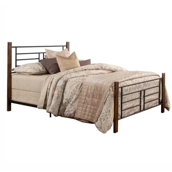 Beds & Headboards-Kirkland's Home Weathered Brown Farmhouse Queen Bed Black/Brown