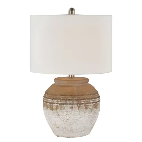 Table Lamps-Kirkland's Home Weathered Clay Ceramic Table Lamp White