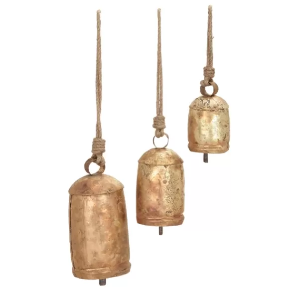 Decorative Accents-Kirkland's Home Weathered Decorative Bells, Set Of 3 Gold