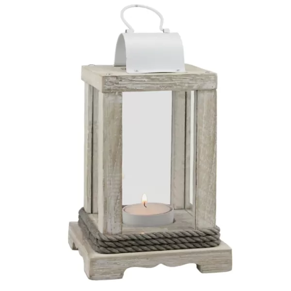 Lanterns-Kirkland's Home Weathered Wood And Metal Lantern White