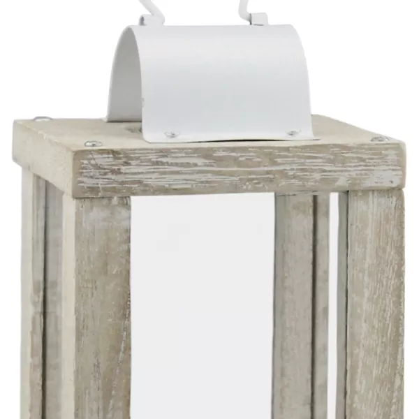 Lanterns-Kirkland's Home Weathered Wood And Metal Lantern White