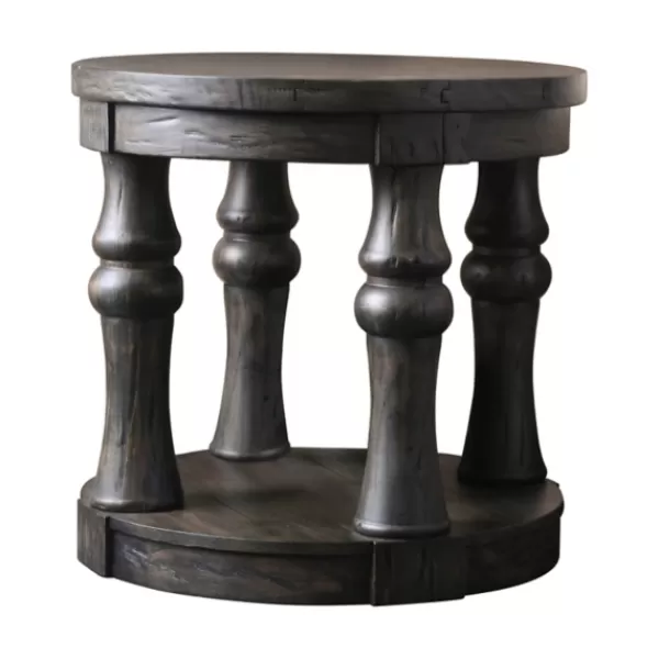 Accent & End Tables-Kirkland's Home Weathered Wood Open Column Accent Table Gray