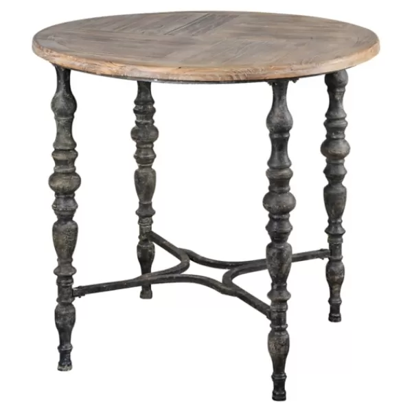 Accent & End Tables-Kirkland's Home Weathered Wood Top Rustic Metal Base Accent Table