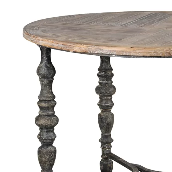 Accent & End Tables-Kirkland's Home Weathered Wood Top Rustic Metal Base Accent Table