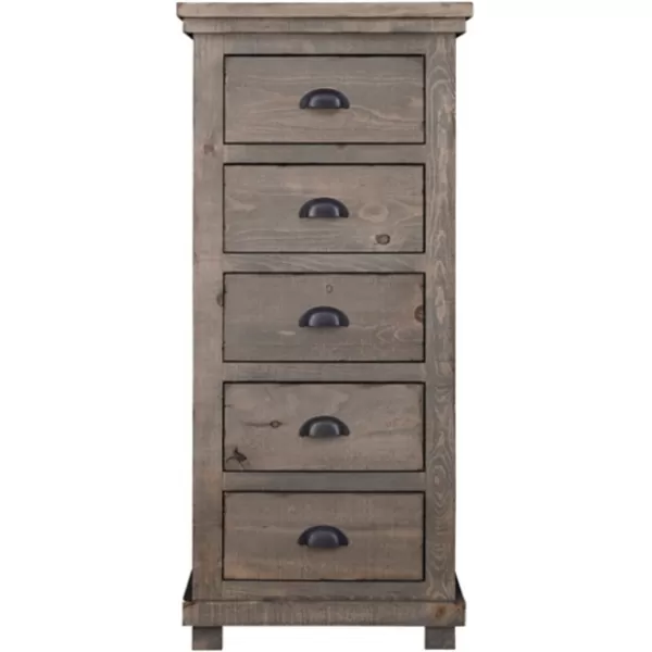 Dressers & Chests-Kirkland's Home Weathered Wooden 5-Drawer Willow Chest Gray