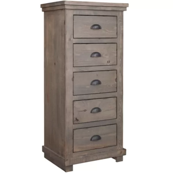 Dressers & Chests-Kirkland's Home Weathered Wooden 5-Drawer Willow Chest Gray