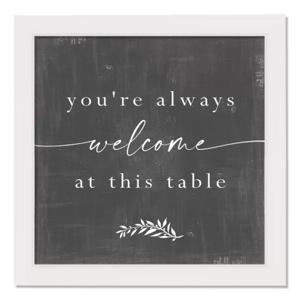 Wall Quotes & Signs-Kirkland's Home Welcome At This Table White Framed Canvas Print White/Gray