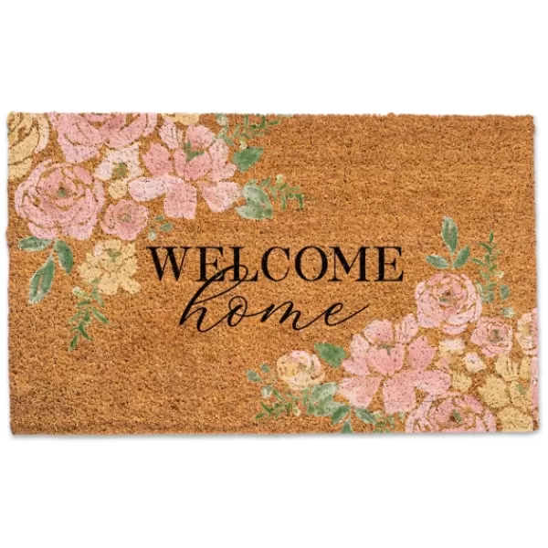 Doormats-Kirkland's Home Welcome Home Pink Floral Doormat Brown/Pink