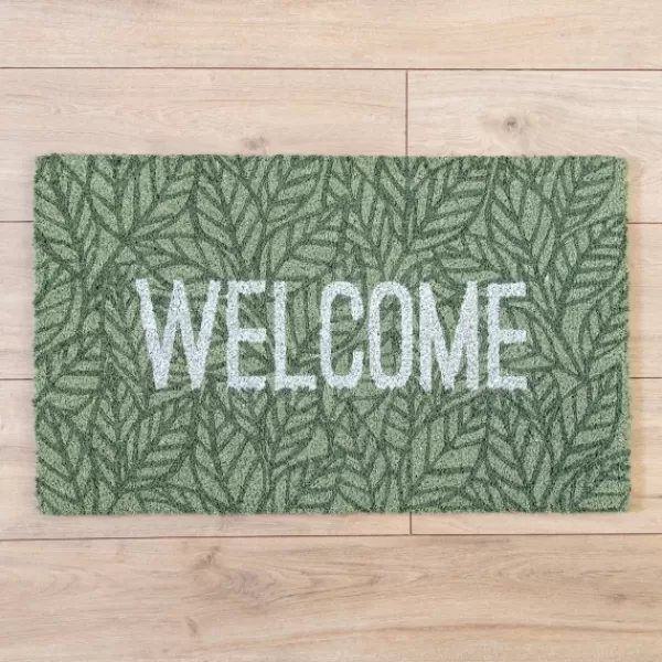 Doormats-Kirkland's Home Welcome Leaves Doormat Green