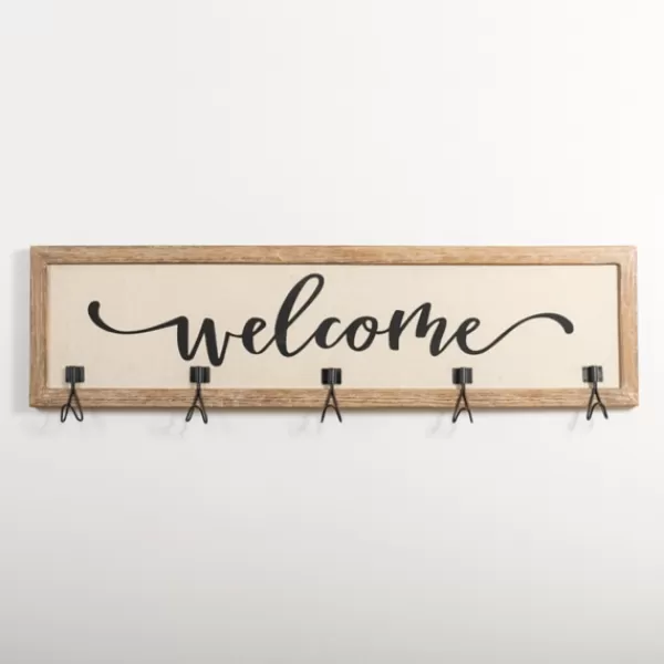 Hooks-Kirkland's Home Welcome Linen Framed Wall Hooks