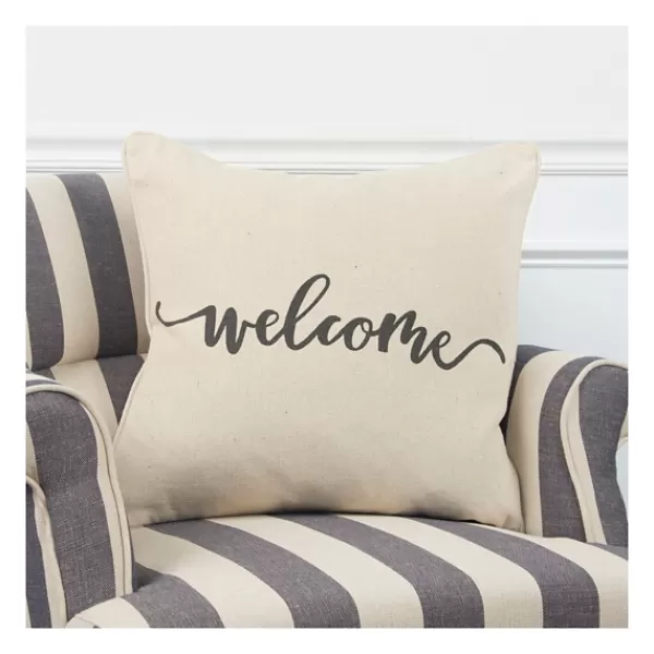 Pillows-Kirkland's Home Welcome Sentiment Accent Pillow Tan/Black