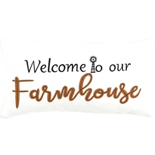 Pillows-Kirkland's Home Welcome To Our Farmhouse Lumbar Pillow White/Black/Brown