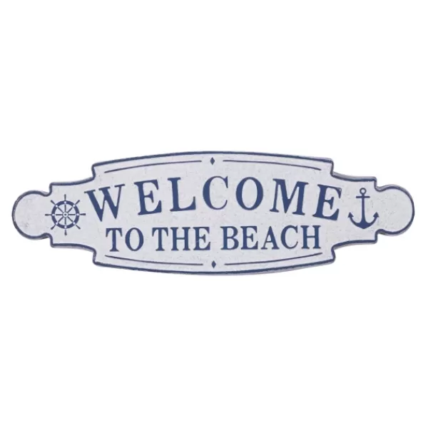 Wall Quotes & Signs-Kirkland's Home Welcome To The Beach Metal Wall Plaque White/Blue