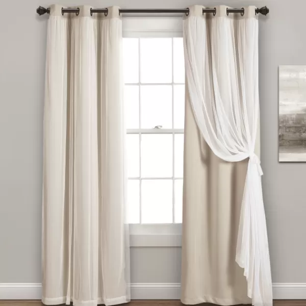 Curtains & Drapes-Kirkland's Home Wheat Curtain Panel Set With Overlay, 108 In. Ivory