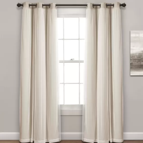 Curtains & Drapes-Kirkland's Home Wheat Curtain Panel Set With Overlay, 108 In. Ivory