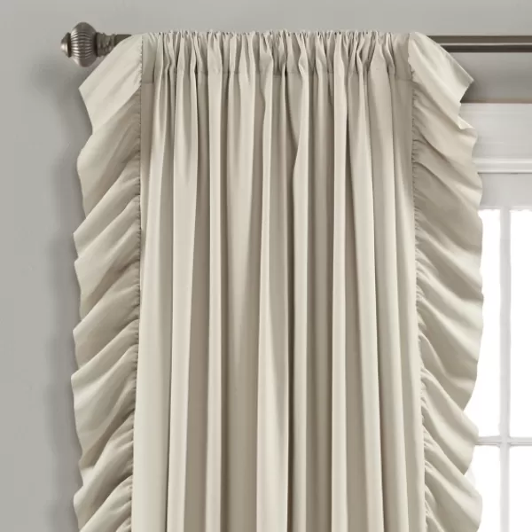 Curtains & Drapes-Kirkland's Home Wheat Reyna Ruffle Curtain Panel Set, 95 In. Tan