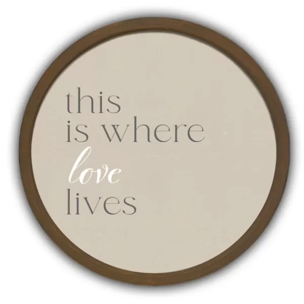 Wall Quotes & Signs-Kirkland's Home Where Love Lives Round Framed Plaque Brown