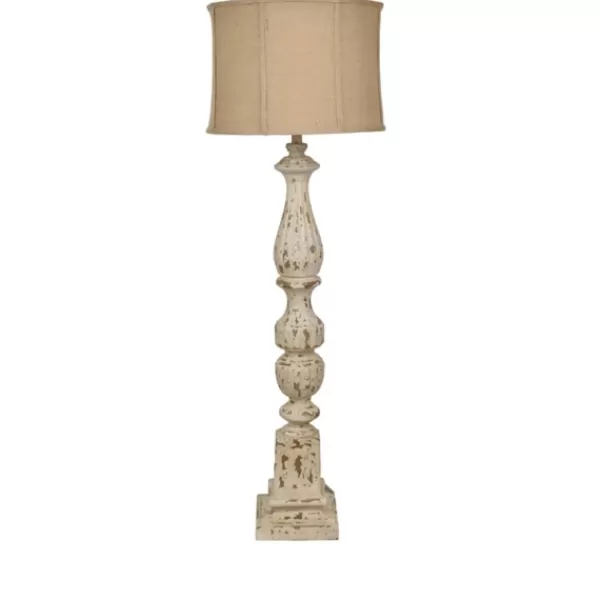 Buffet Lamps-Kirkland's Home White Aged Burlap Shade Buffet Lamp Tan