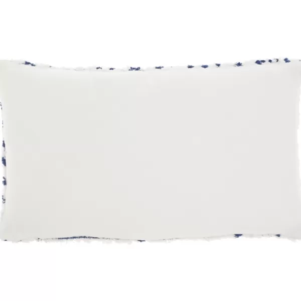 Pillows-Kirkland's Home White And Blue Tufted Geo Lumbar Pillow White/Blue