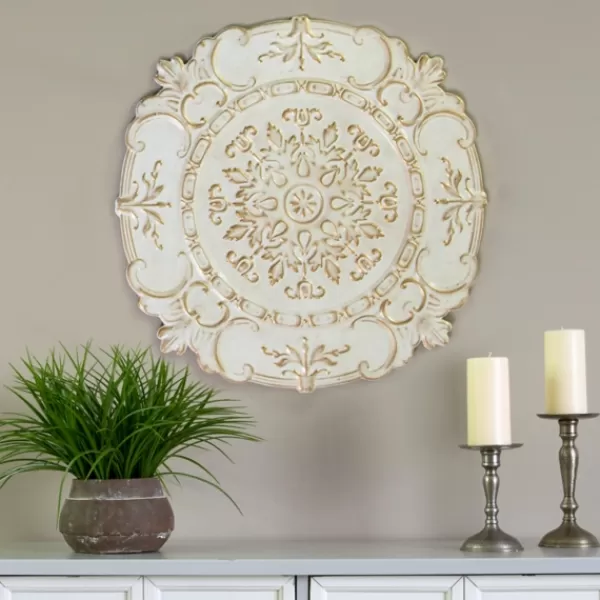 Wall Plaques-Kirkland's Home White And Bronze European Medallion Wall Plaque White/Gold