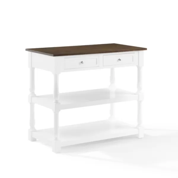 Kitchen Islands & Bar Carts-Kirkland's Home White And Brown Wood Kitchen Island White/Brown