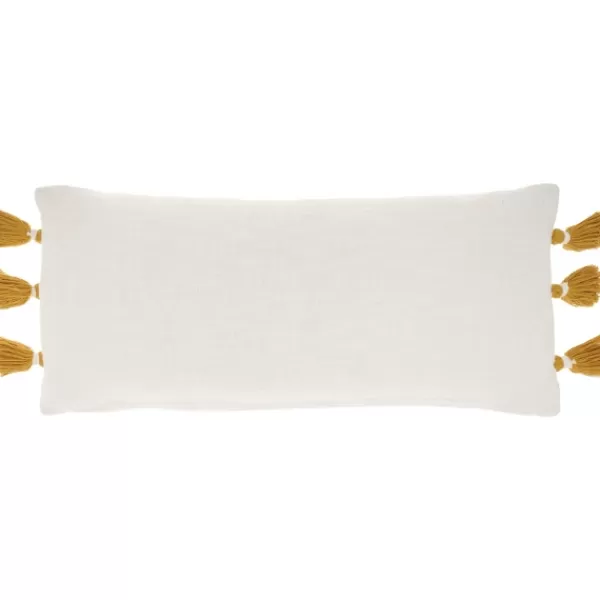 Pillows-Kirkland's Home White And Mustard Braided Stripe Lumbar Pillow White/Yellow