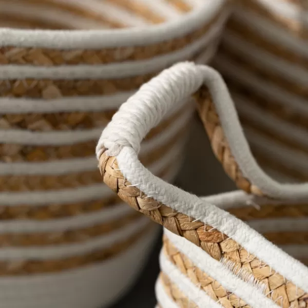 Baskets & Boxes-Kirkland's Home White And Natural Braided Woven Baskets, Set Of 3 White/Tan