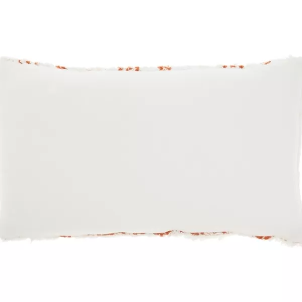 Pillows-Kirkland's Home White And Orange Tufted Geo Lumbar Pillow White/Orange