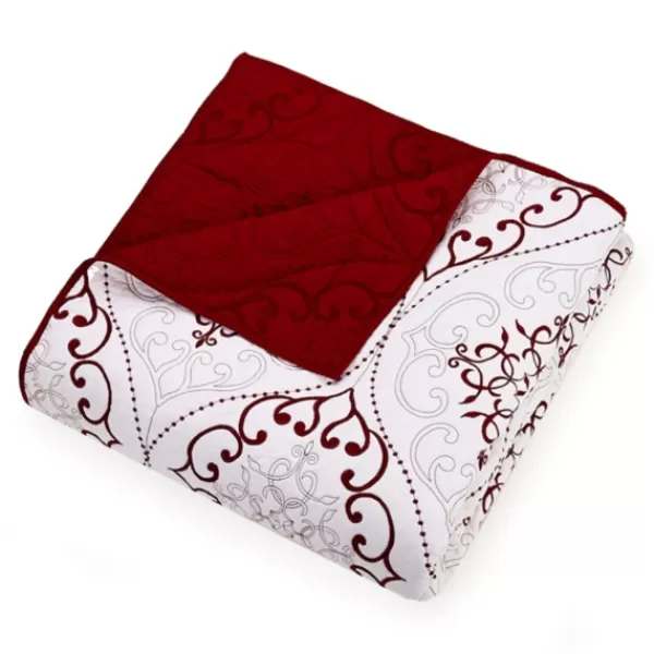 Quilts-Kirkland's Home White And Red Pattern 3-Pc. King Quilt Set Red/White