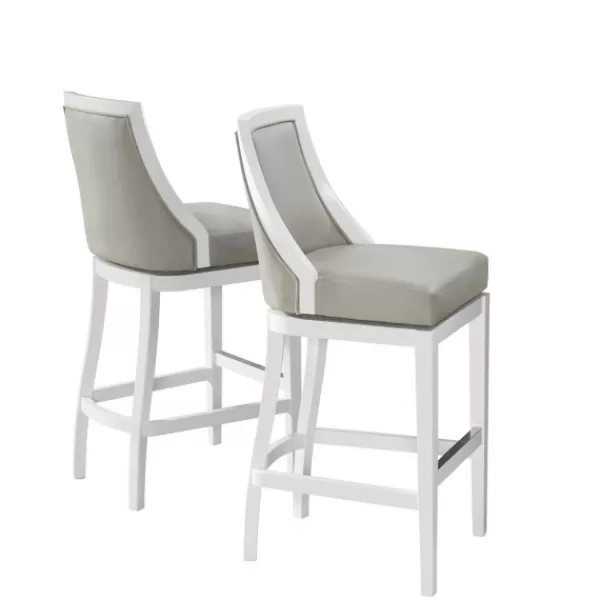 Bar Stools & Counter Height Stools-Kirkland's Home White And Swivel Bar Stools, Set Of 2 Gray