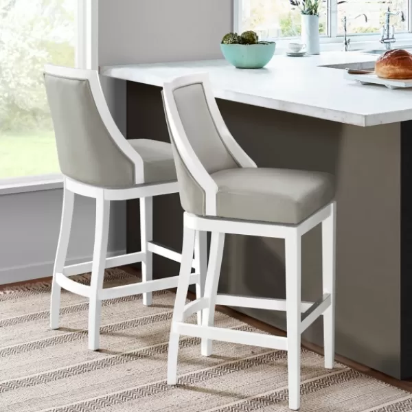 Bar Stools & Counter Height Stools-Kirkland's Home White And Swivel Bar Stools, Set Of 2 Gray