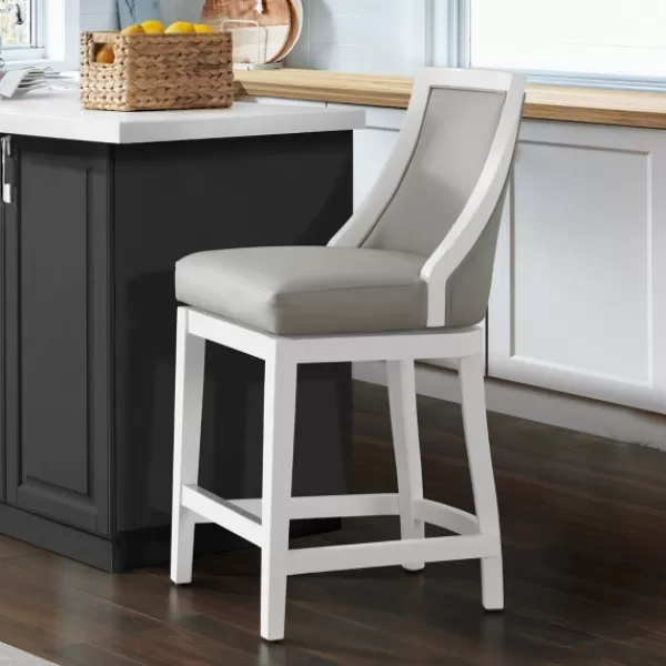 Bar Stools & Counter Height Stools-Kirkland's Home White And Swivel Counter Stool Gray