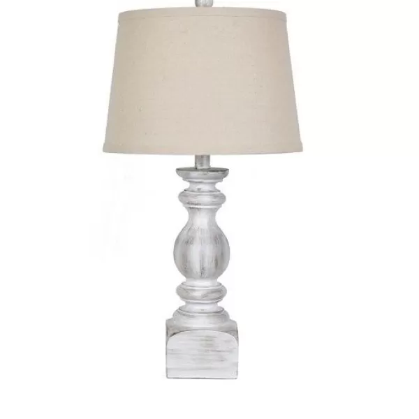 Table Lamps-Kirkland's Home White Balastra Table Lamp With Square Base Tan