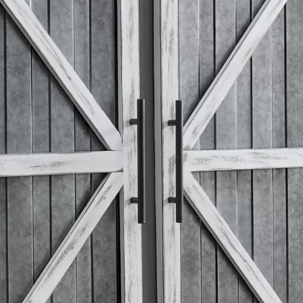 Wall Plaques-Kirkland's Home White Barn Door Galvanized Wall Plaques, Set Of 2 Gray