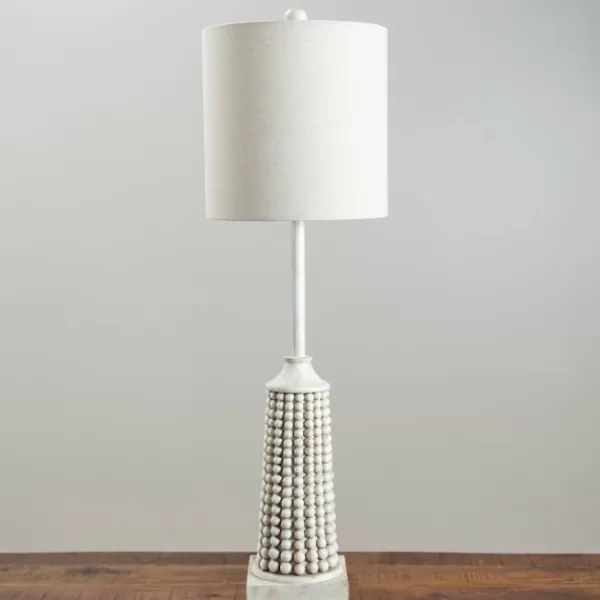 Buffet Lamps-Kirkland's Home White Beaded Base Buffet Lamp Ivory