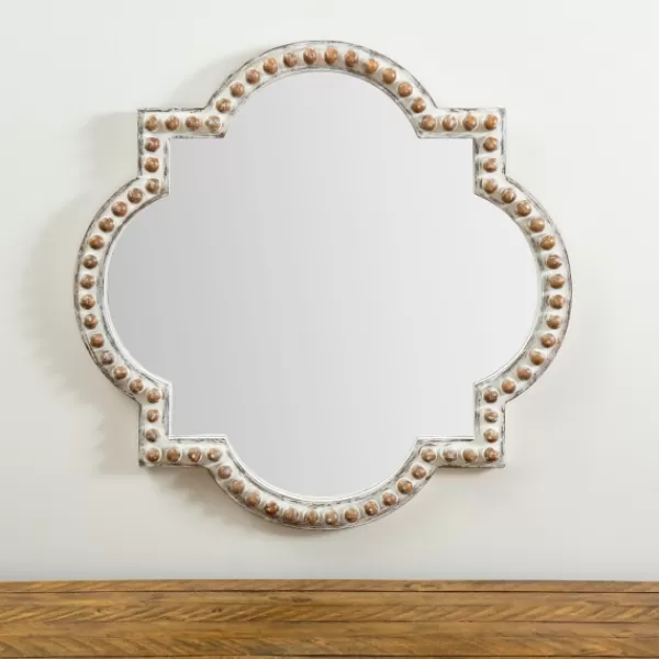 Decorative Mirrors-Kirkland's Home White Beaded Quatrefoil Wall Mirror