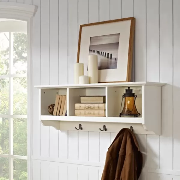 Wall Storage-Kirkland's Home White Brenna Storage Shelf With Hooks