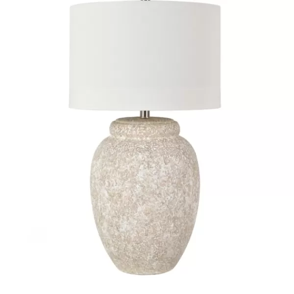 Table Lamps-Kirkland's Home White Brush Textured Table Lamp Ivory