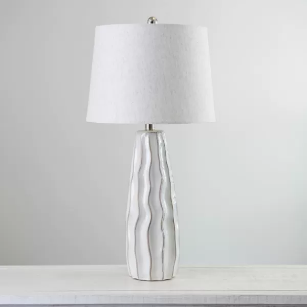 Table Lamps-Kirkland's Home White Ceramic Waves Table Lamp Ivory