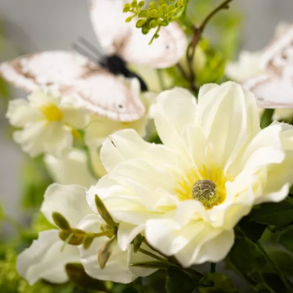 Stems & Bouquets-Kirkland's Home White Dahlia Butterfly Wreath White/Green