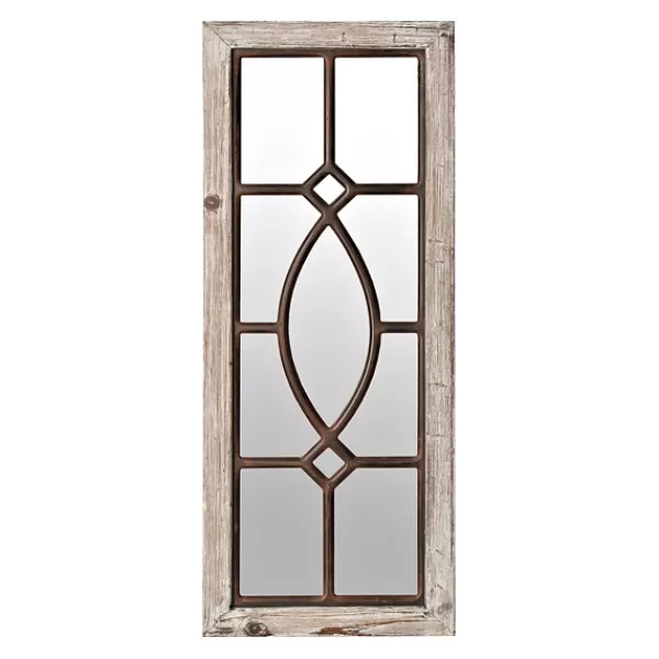 Decorative Mirrors-Kirkland's Home White Distressed Panel Wall Mirror