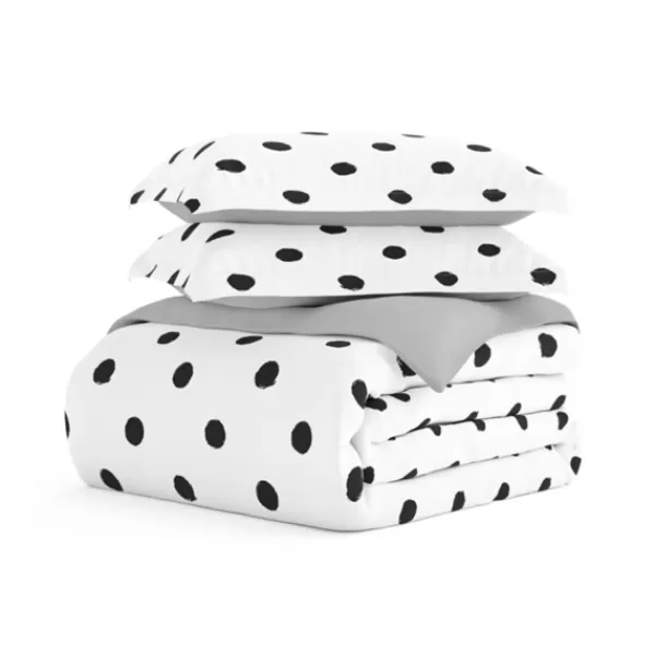 Duvets-Kirkland's Home White Dotted Reversible 2-Pc. Twin Duvet Cover Set White/Gray