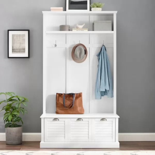 Entryway Furniture-Kirkland's Home White Ellison Hall Tree With Storage Bench