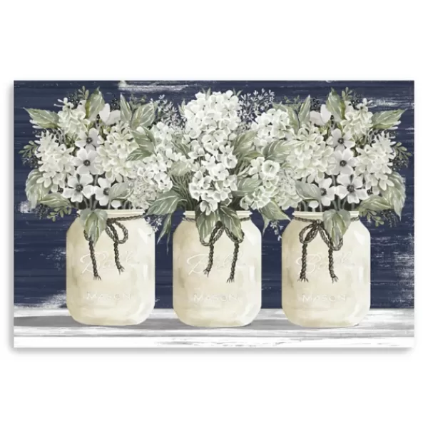 Canvas Art-Kirkland's Home White Floral Trio Giclee Canvas Art Print White/Green/Blue