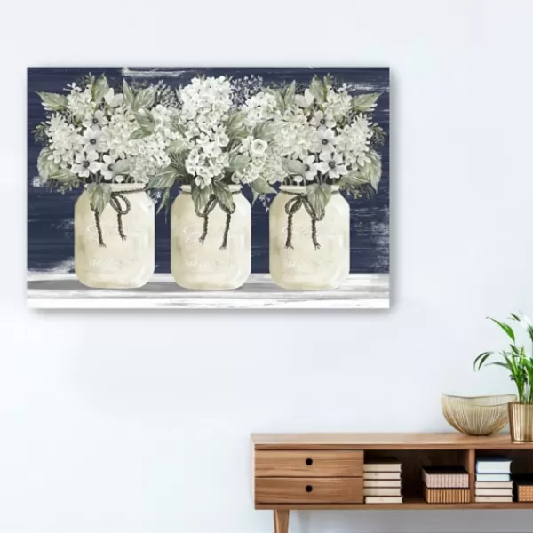 Canvas Art-Kirkland's Home White Floral Trio Giclee Canvas Art Print White/Green/Blue